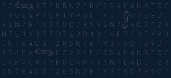 números, letras y llaves sobre un fondo azul marino